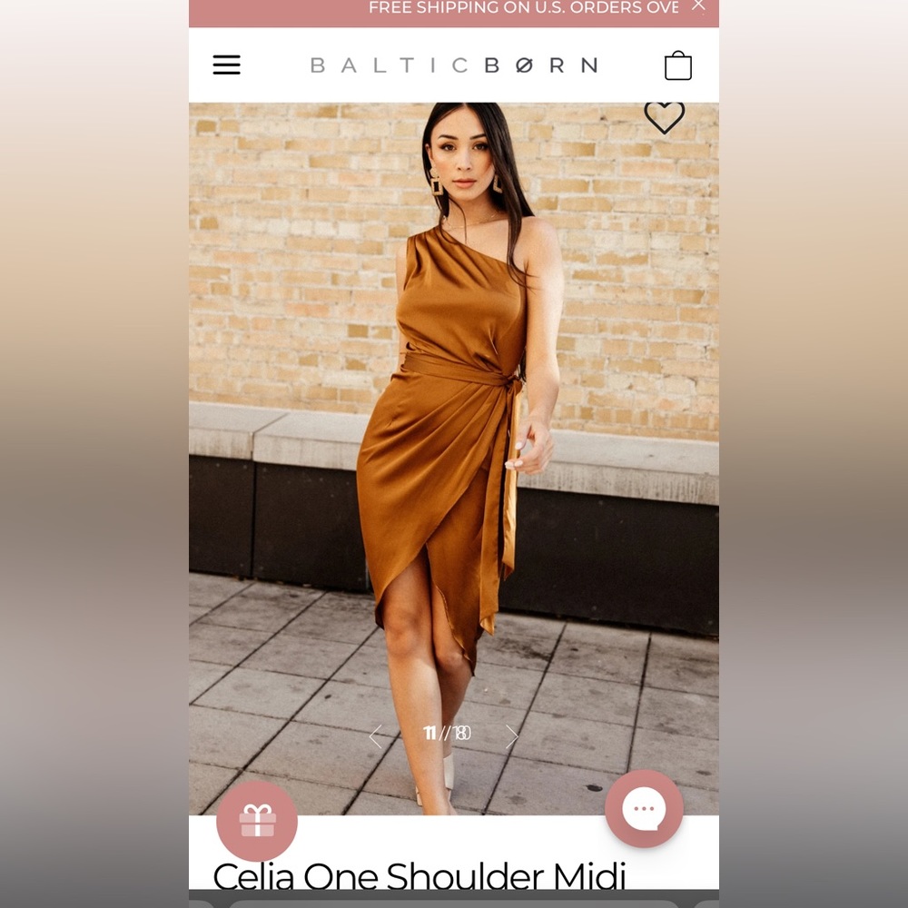 Baltic Born One-Shoulder Satin Dress in Brown